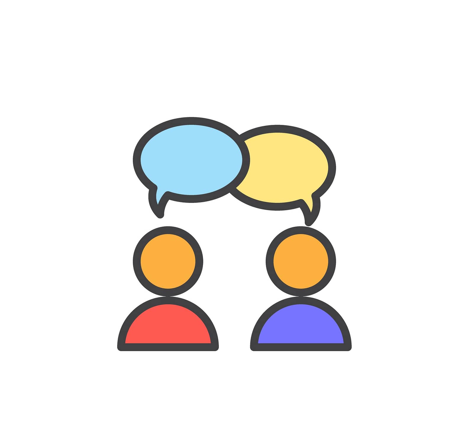 Discussion, dispute icon. Line, glyph and filled outline colorful version, Forum chat outline and filled vector sign. Symbol, logo illustration. Different style icons set. Vector graphics